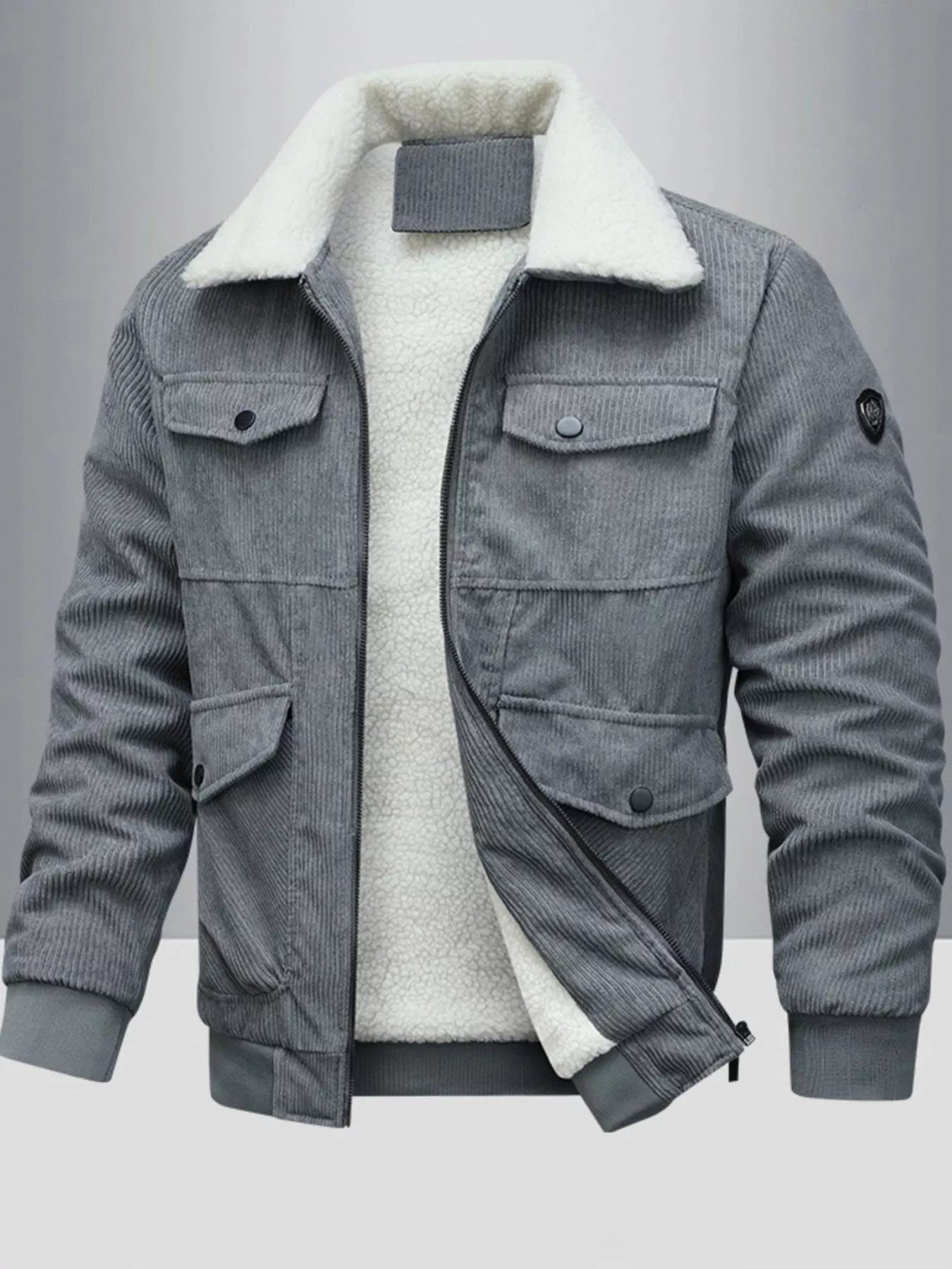 Large Size Thick Corduroy Fleece Jacket - OutfitLondon