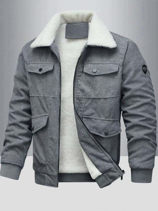 Large Size Thick Corduroy Fleece Jacket - OutfitLondon