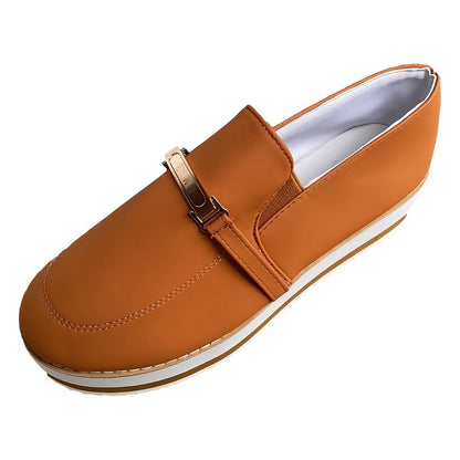 Women's Button Nubuck Flat Heel Flats