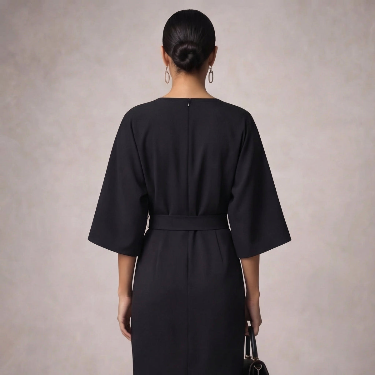 Women's Elegant Waist Belt Midi Dress