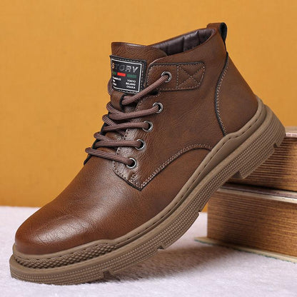 Men's Fleece Lace-Up Leather Waterproof British Boots