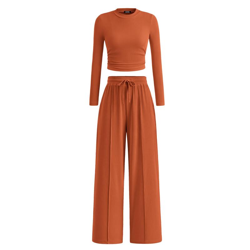 Soft Knit Long Sleeve Crop Top and Legging Set