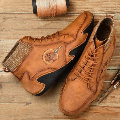 Barefoot Beck Shoes Men's Handmade Soft Slip Resistant Lace Up Leather Ankle Boots