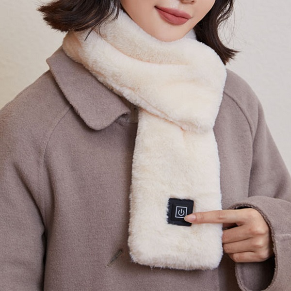 Electric USB Rechargeable Heated Faux Fur Scarf