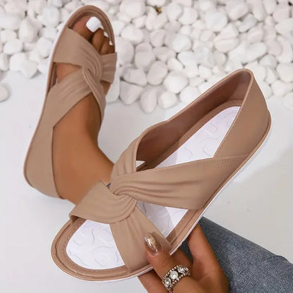 Women’s Comfortable Knot Design Sandals Slip On Soft Sole Summer Slides