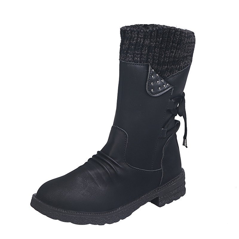 Waterproof Suede Block Heel Ankle Boots Side Zipper Booties