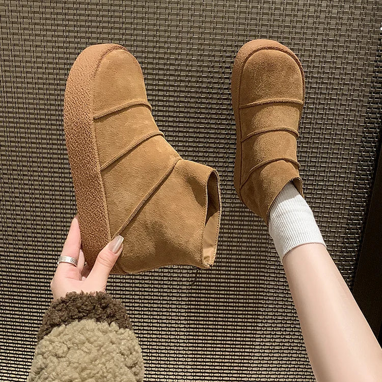 Women's Warm Low Heel Winter Boots - OutfitLondon
