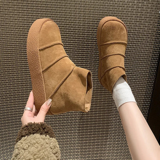Women's Warm Low Heel Winter Boots - OutfitLondon