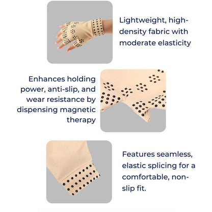Fingerless Arthritis Gloves | Magnetic Compression Gloves for Arthritis Pain Relief - Improved Circulation - Reduced Swelling