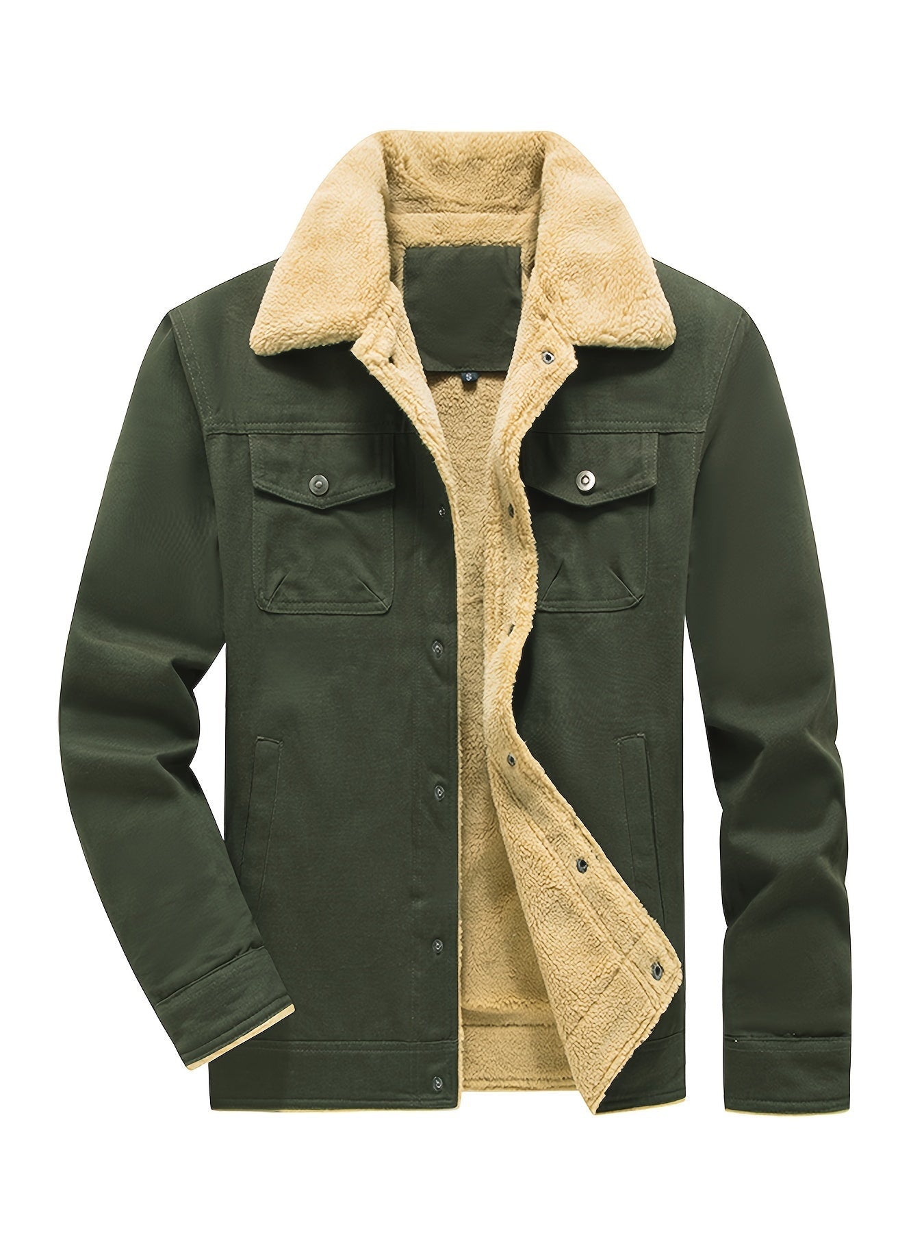 Warm Mens Fleece Lined Parka Jacket with Pockets - OutfitLondon