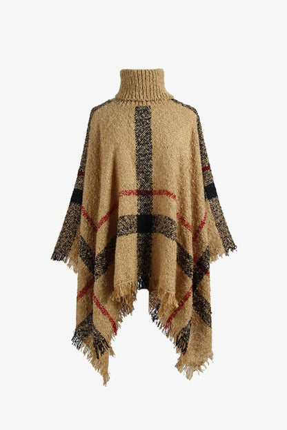 Fashionable Fringe Open Front Poncho Coat