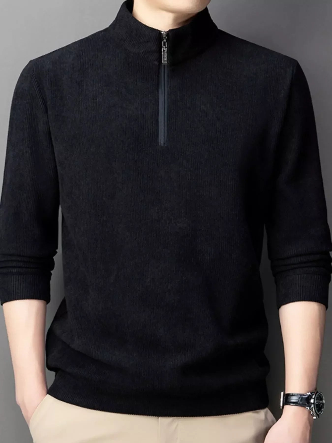 Large Size Corduroy Zip Up Jacket