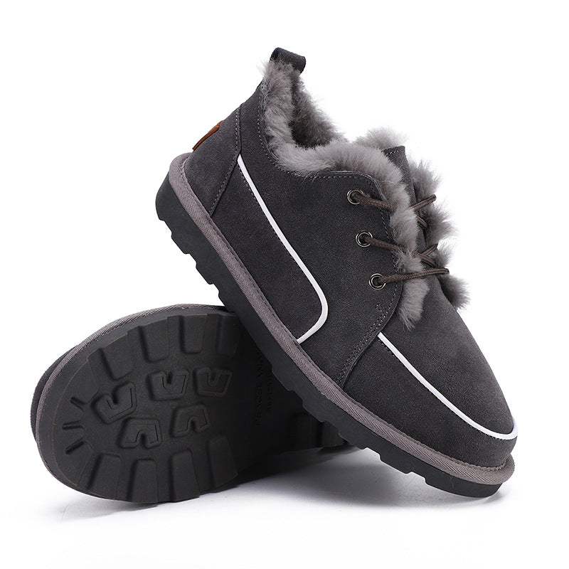 Flat Lace Up Snow Boots Warm Faux Fur Lined Loafer Shoes