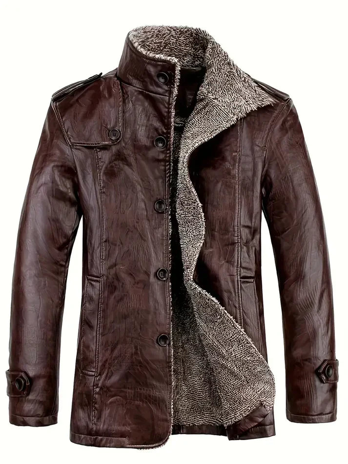 Warm Leather Biker Jacket for Men
