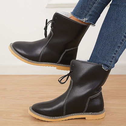 Warm Cotton Lined Waterproof Snow Ankle Boots Wide Width Flat Booties