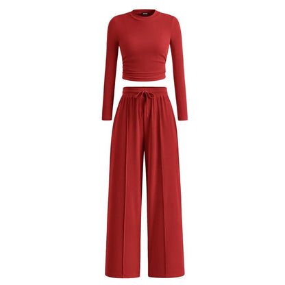 Soft Knit Long Sleeve Crop Top and Legging Set