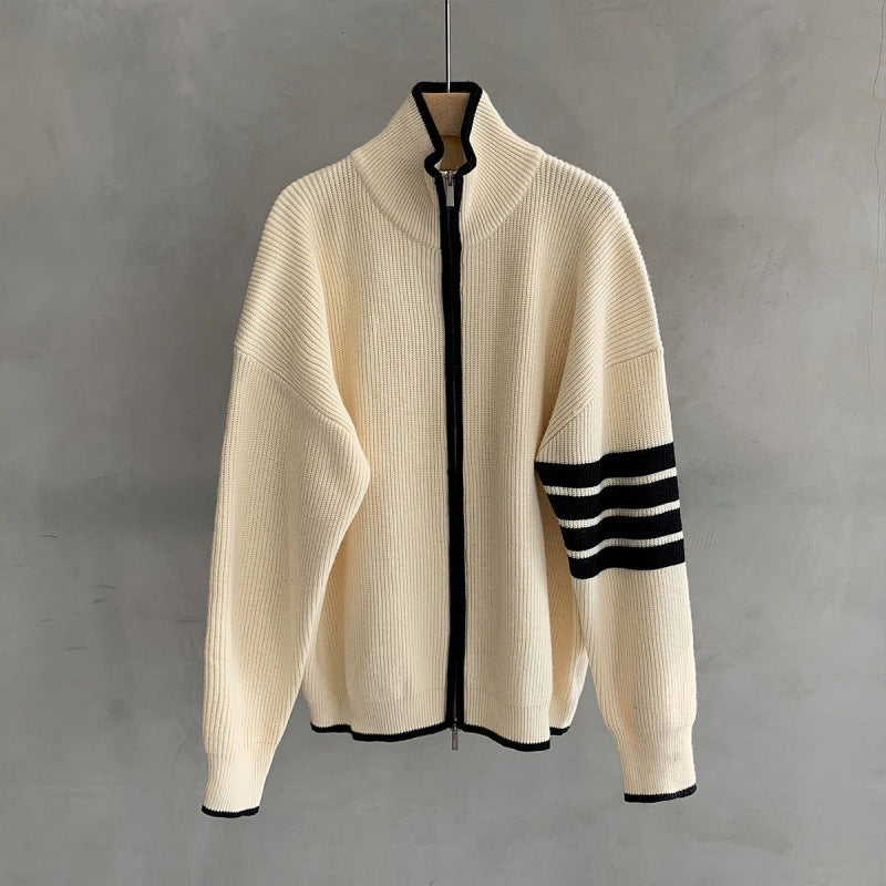 Traditional Mens Horizontal Stripe Pullover Sweater