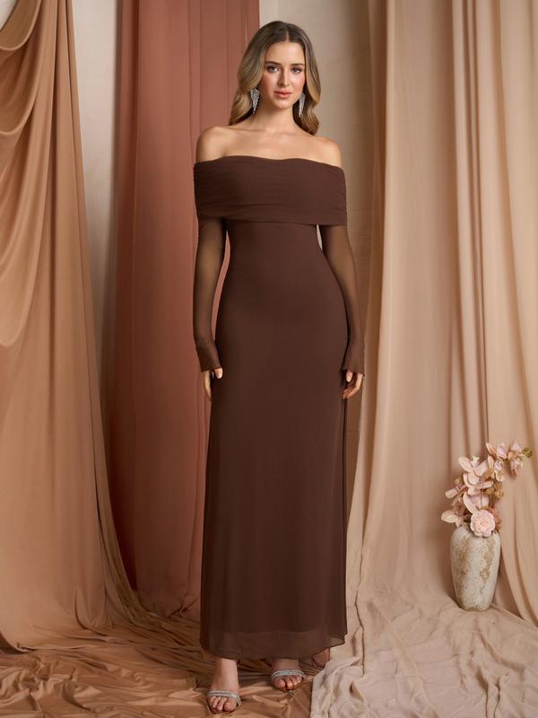 Chic Sequin Off Shoulder Formal Evening Dress