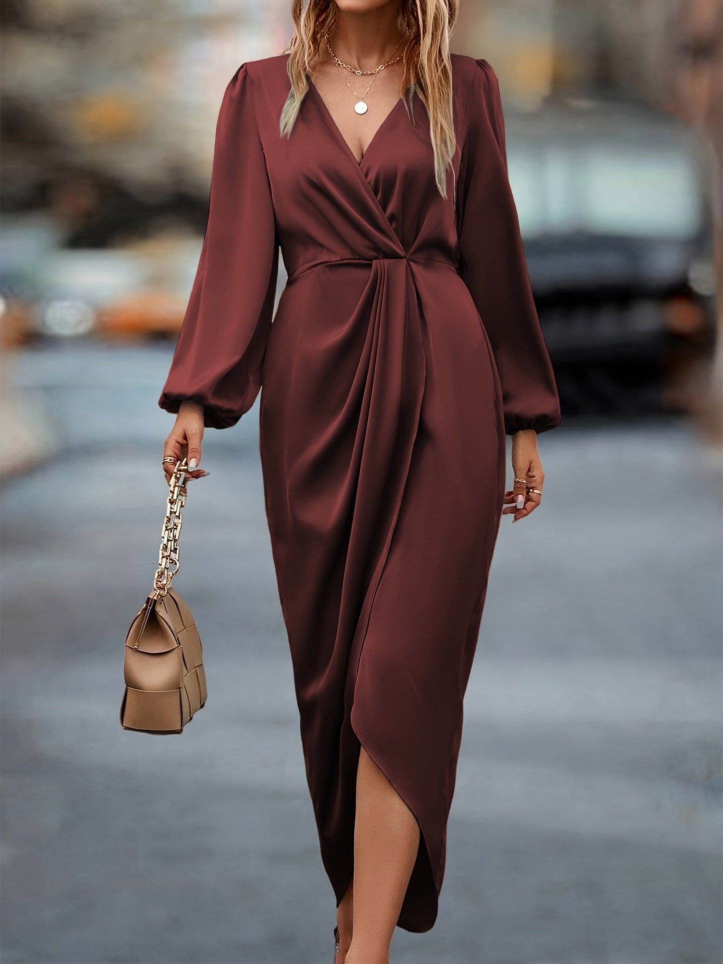 Stylish Deep V Neck Formal Gown for Ladies