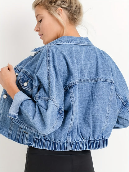 Classic Navy Jean Jacket with Collar