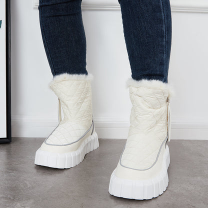Platform Warm Faux Fur Lined Boots Side Zipper Snow Booties