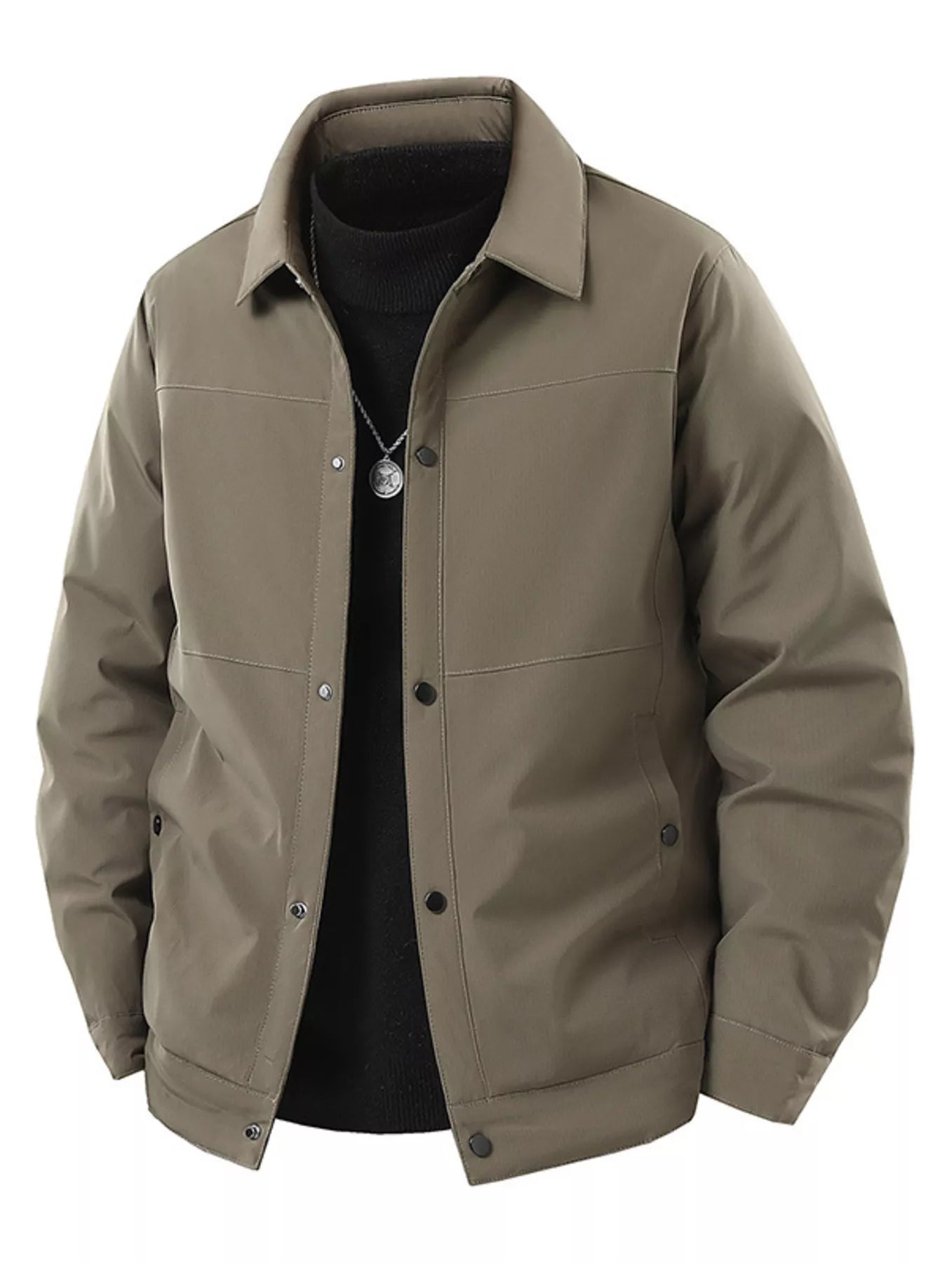 Large Size Long Sleeve Button Coat - OutfitLondon