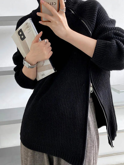 Soft Oversized Women's Turtleneck Zip Sweater