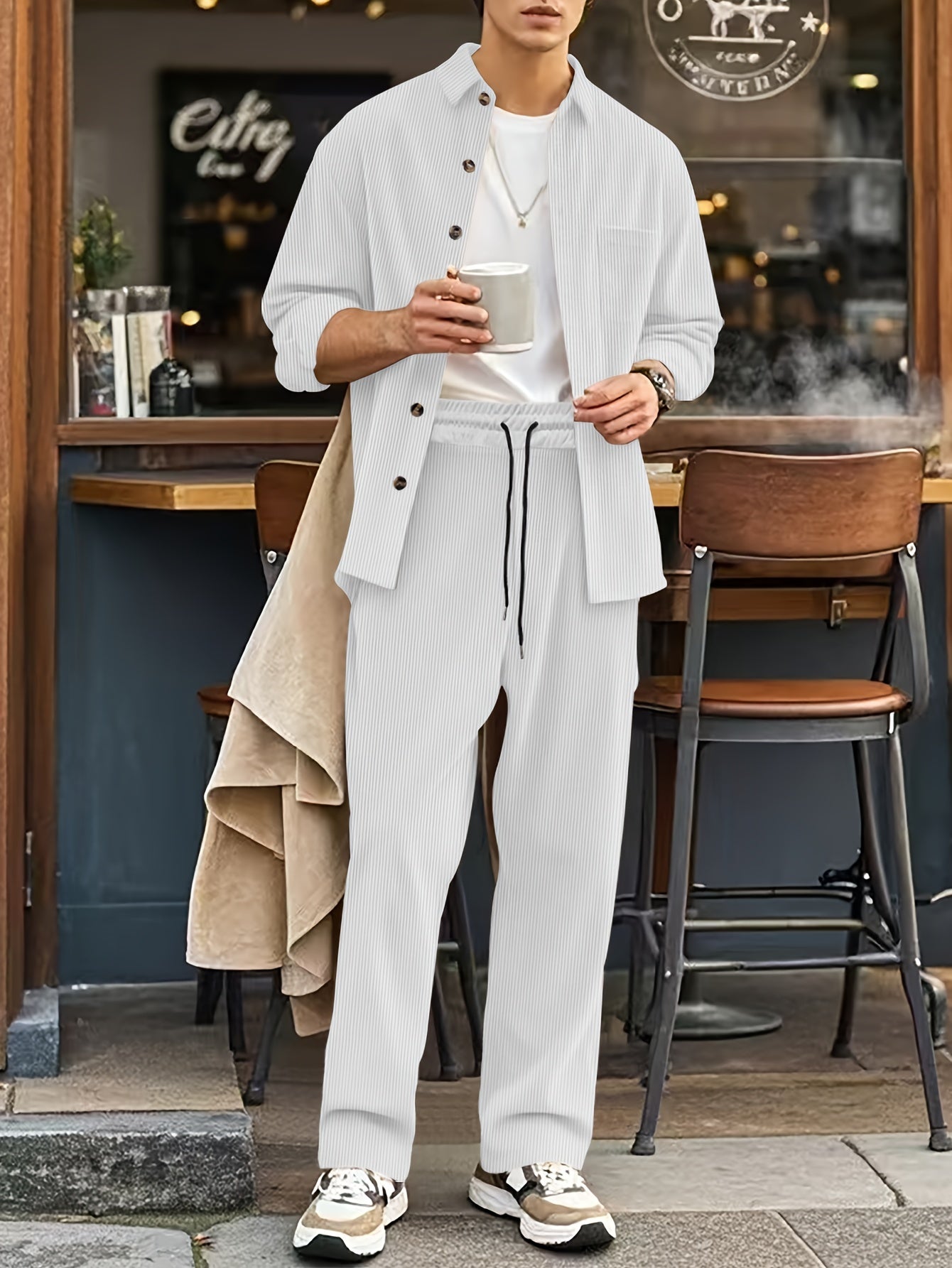 Relaxed Fit Athletic Tracksuit for Men