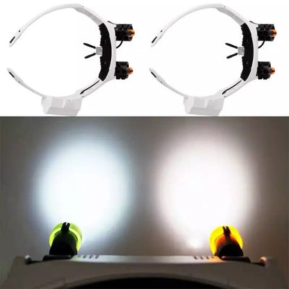 Headband Head Magnifier 8 Lens LED Light Jeweler Glasses