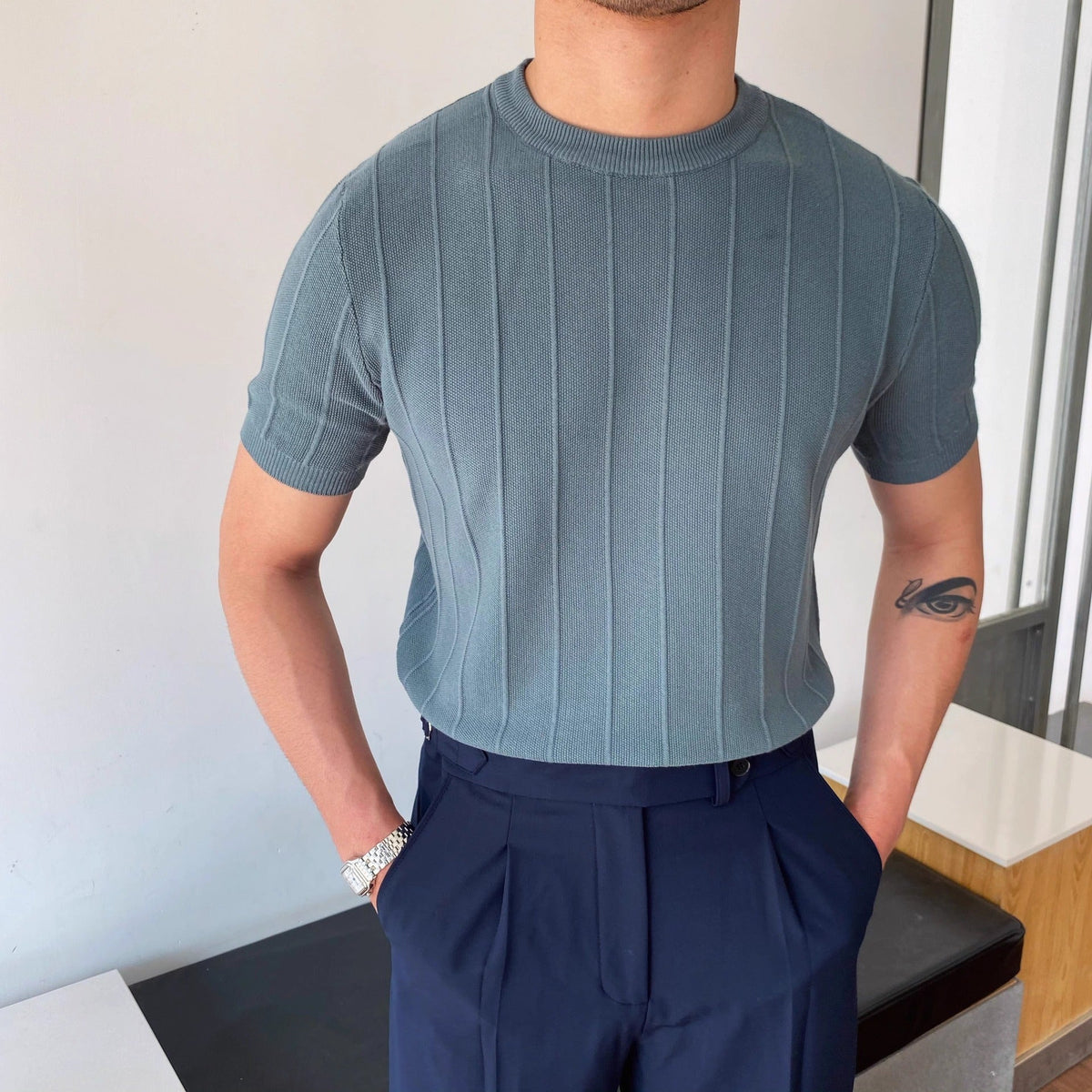 Men's Casual Cotton Loose Fit Short Sleeve T-Shirt