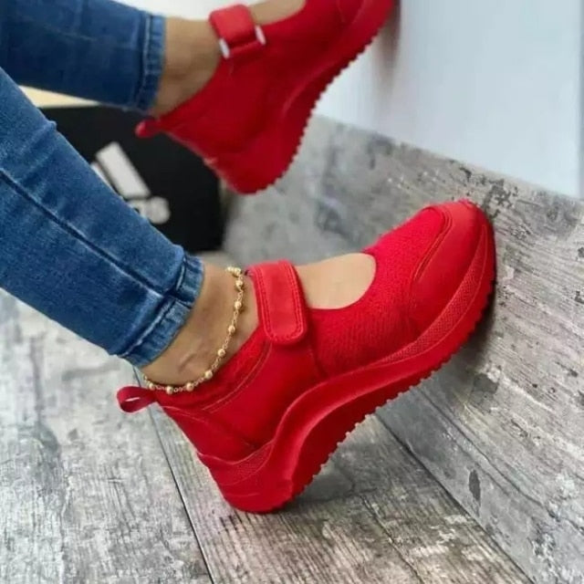 Women Solid Mesh Cut Out Platform Sneaker Shoes