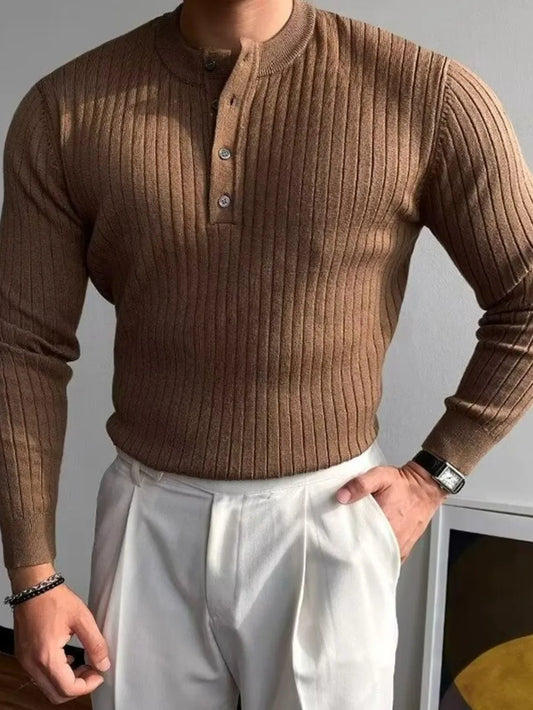 Rugged Knit Crew Neck Mens Sweater - OutfitLondon