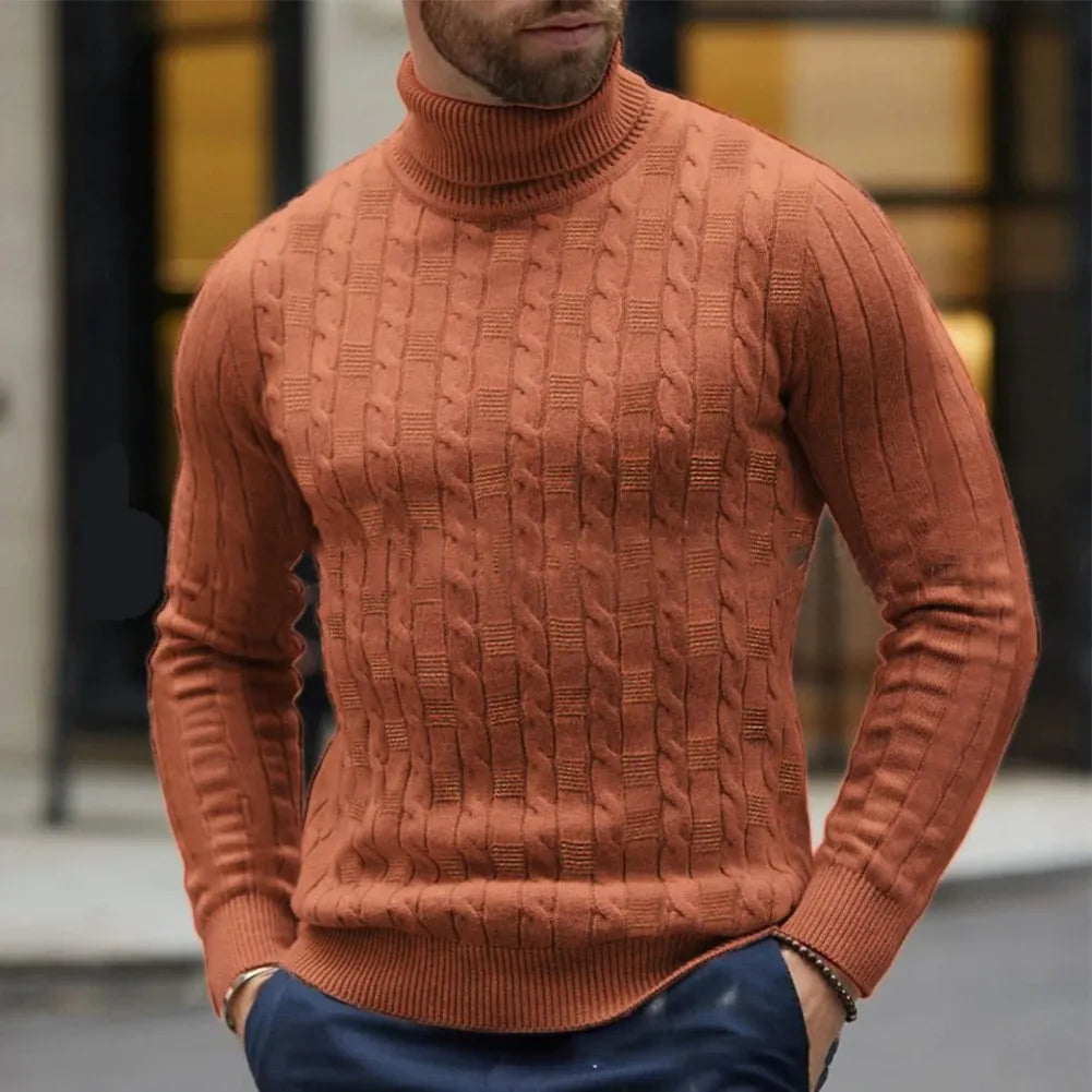 Warm Cable Knit Sweater with Fleece Lining for Men