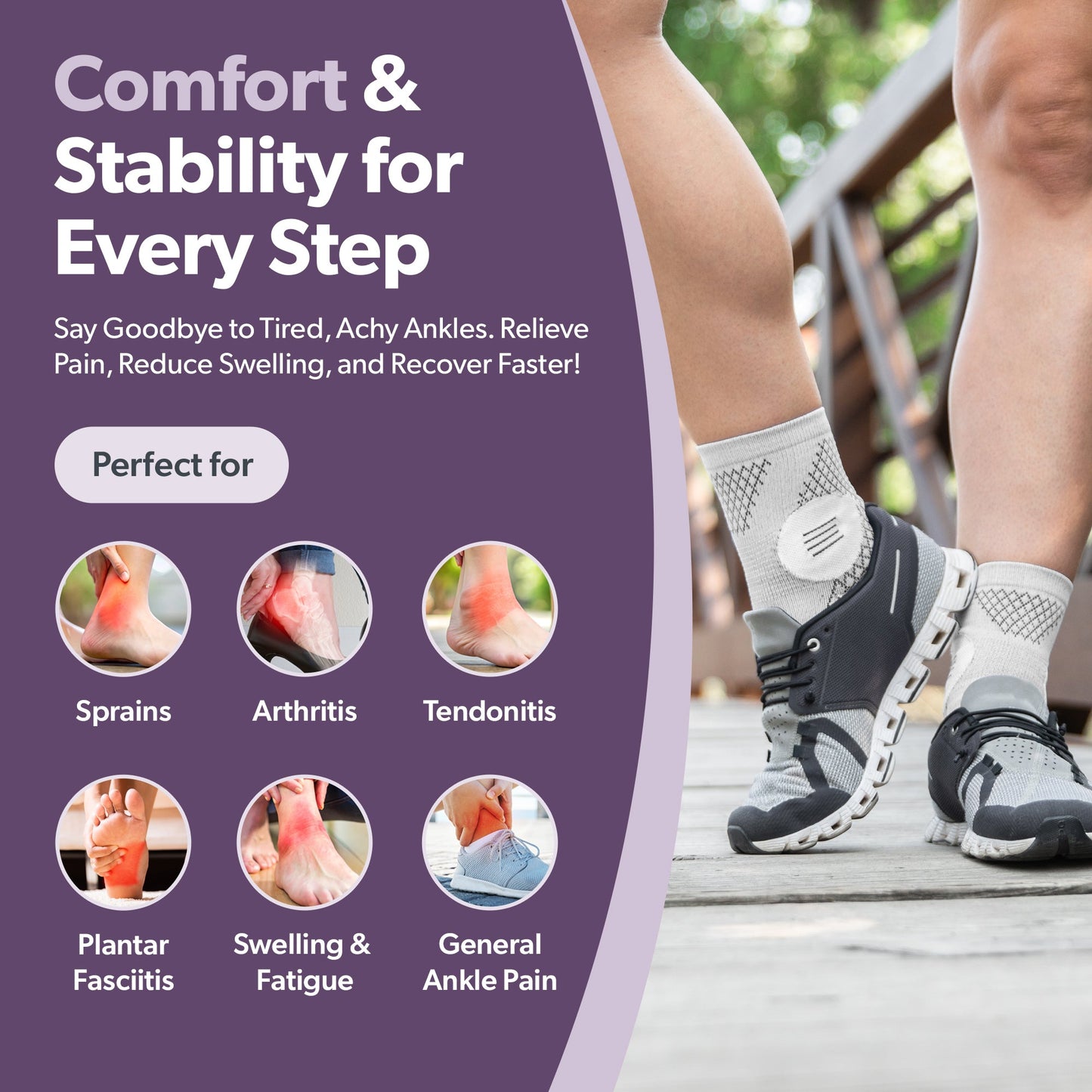 Ankle Compression Socks Support Sleeve – Foot Brace for Plantar Fasciitis, Tendonitis, Arthritis, Ankle Sprains