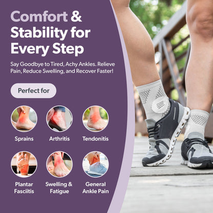 Ankle Compression Socks Support Sleeve – Foot Brace for Plantar Fasciitis, Tendonitis, Arthritis, Ankle Sprains