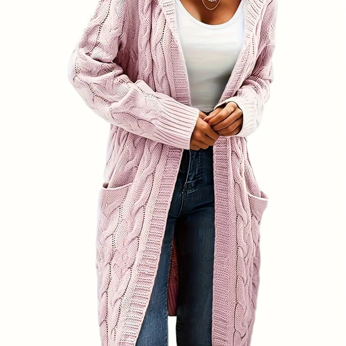 Cozy Open Front Winter Cardigan with Pockets