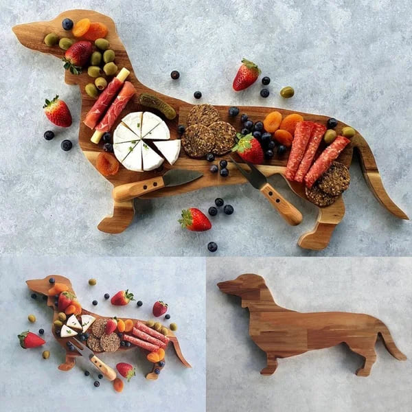 Wooden Home Funny Dachshund Dog Dinner Plate