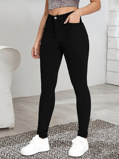 Slim Fit High Waist Dark Wash Jeans - OutfitLondon