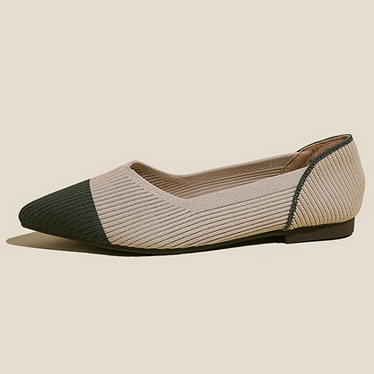 Comfortable Classy Knit Cap Toe Flats-Apricot green