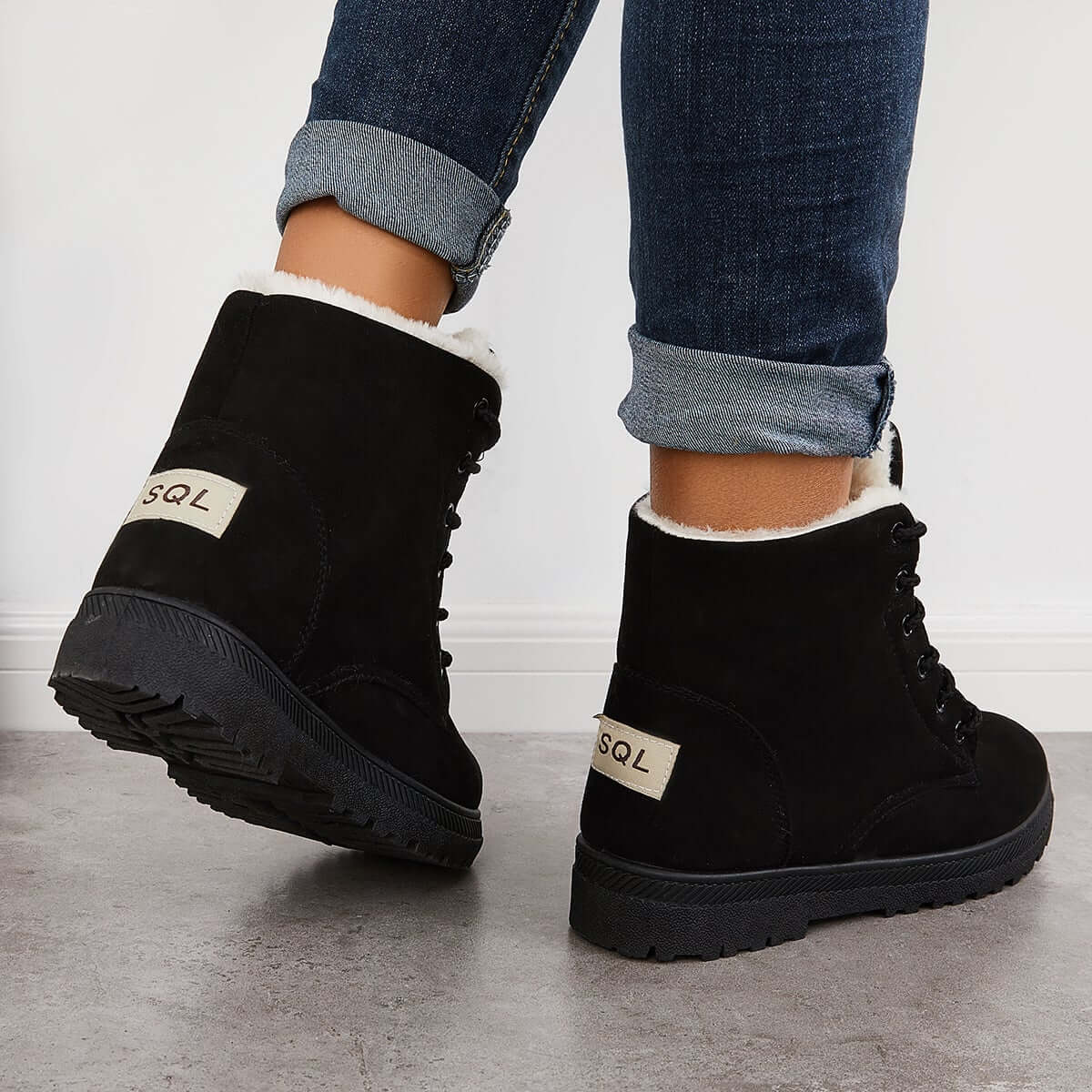 Comfort Warm Fur Flat Waterproof Snow Ankle Boots Cotton Lined Winter Booties