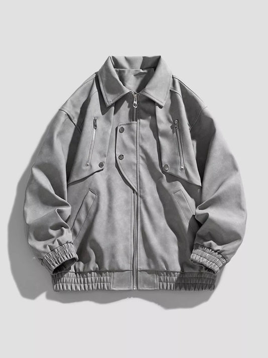 Large Size Zip Up Coat - OutfitLondon