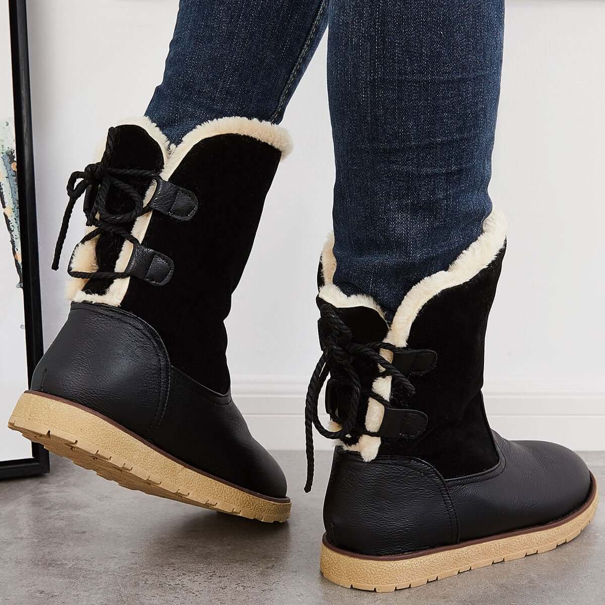 Non Slip Waterproof Snow Anke Boots Warm Fur Lined Booties