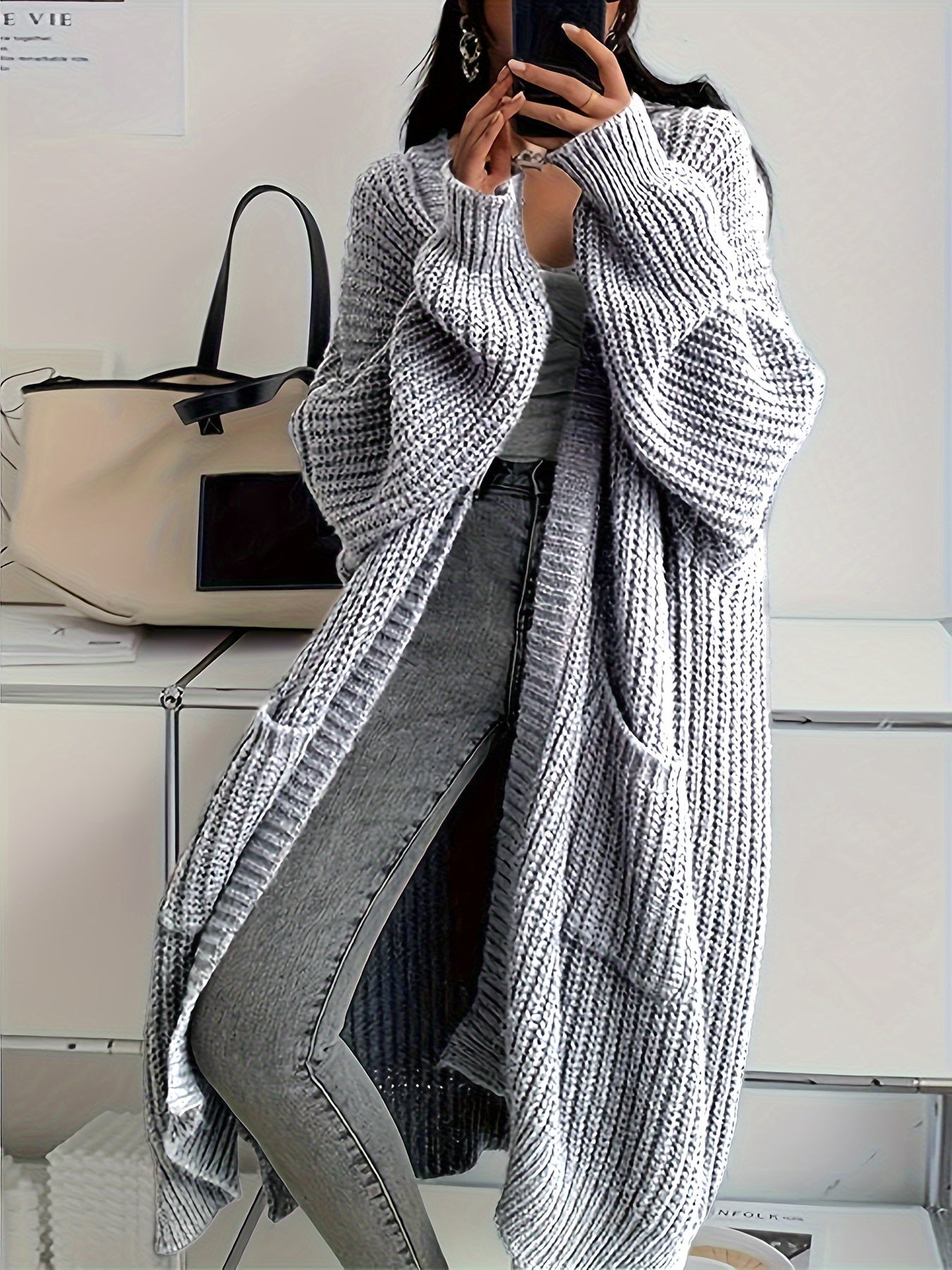 Soft Large Pocket Ladies Wool Sweater Cardigan