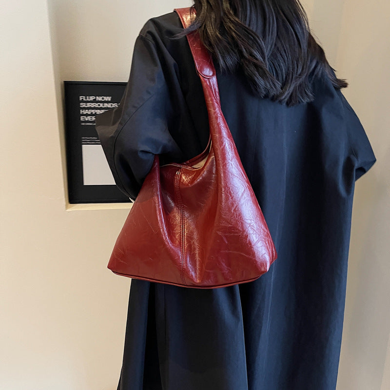 Women's Classic Leather Large Shoulder Bag