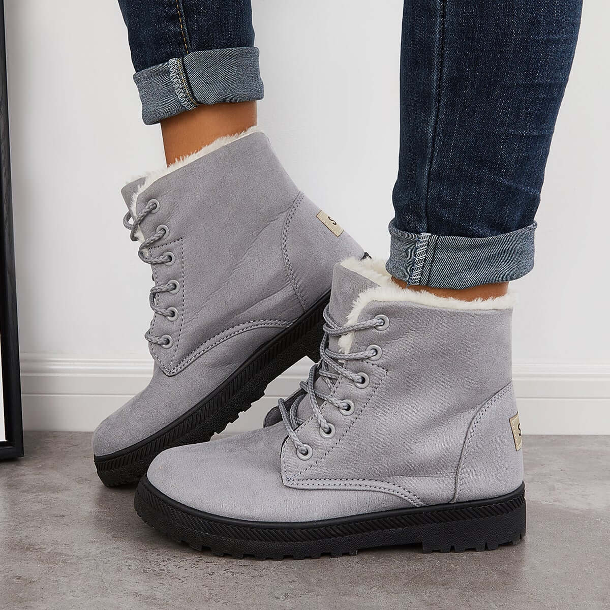 Comfort Warm Fur Flat Waterproof Snow Ankle Boots Cotton Lined Winter Booties