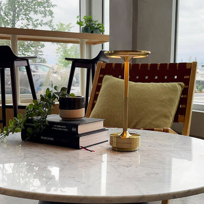 Metallic Cordless Rechargeable Table Lamp& Waterproof Desk Light