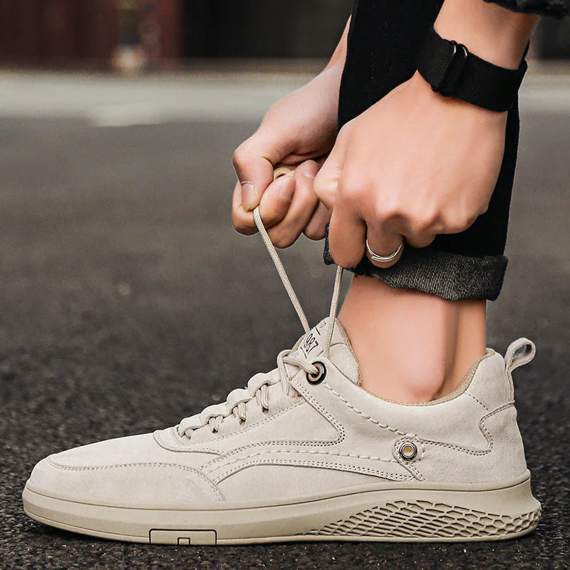 Men's Suede Sneakers with Lace-up Closure and Padded Insole