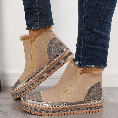 Warm Fur Lined Slip on Loafers Non Slip Ankle Boots