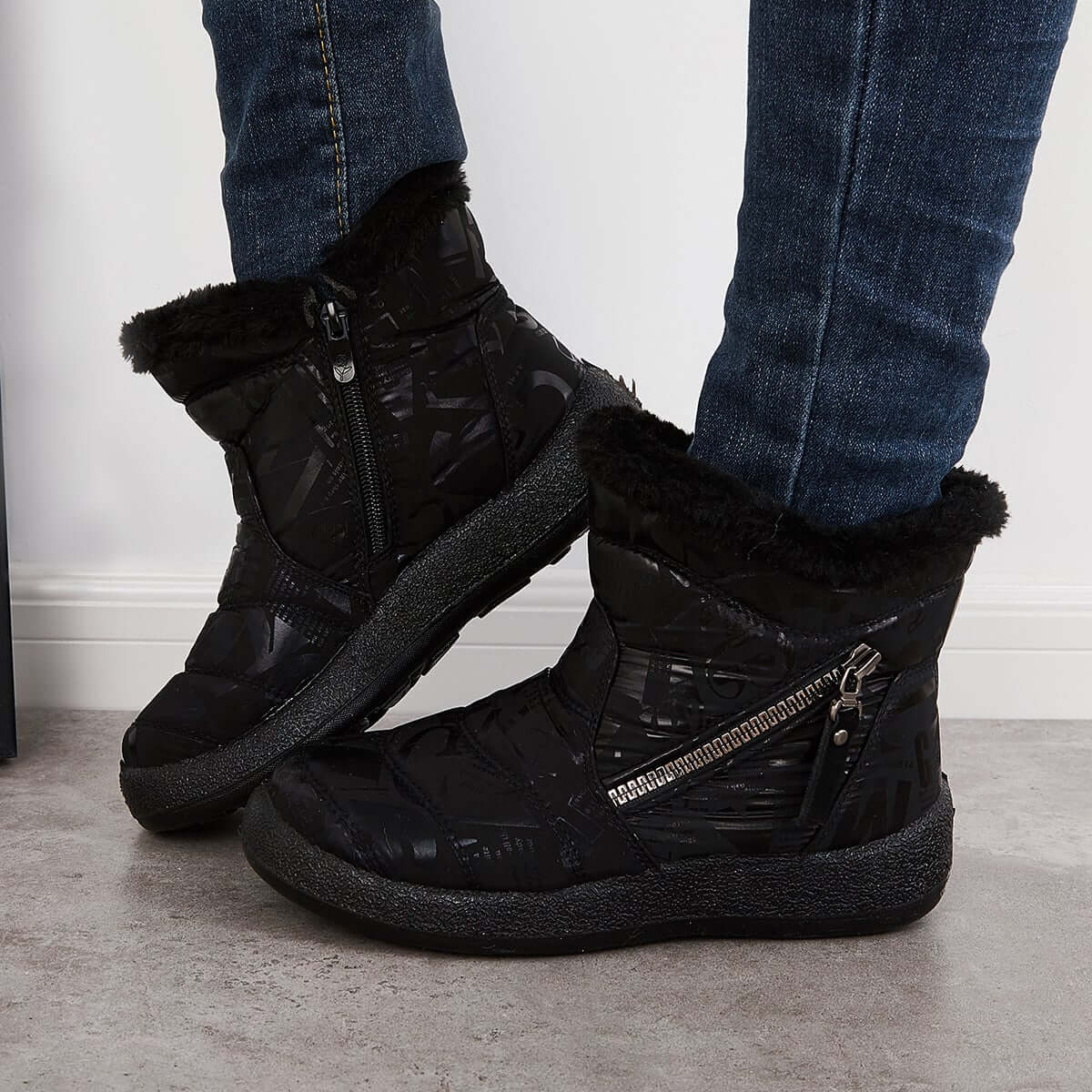 Warm Fur Lining Snow Booties Waterproof Ankle Boots