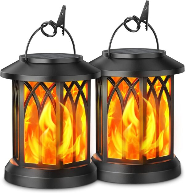 Upgraded Flickering Flame Solar Lantern Outdoor Waterproof Light